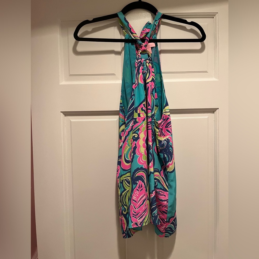 RARE Lilly Pulitzer Halter Top in Iona Shell Sea Blue Private Island